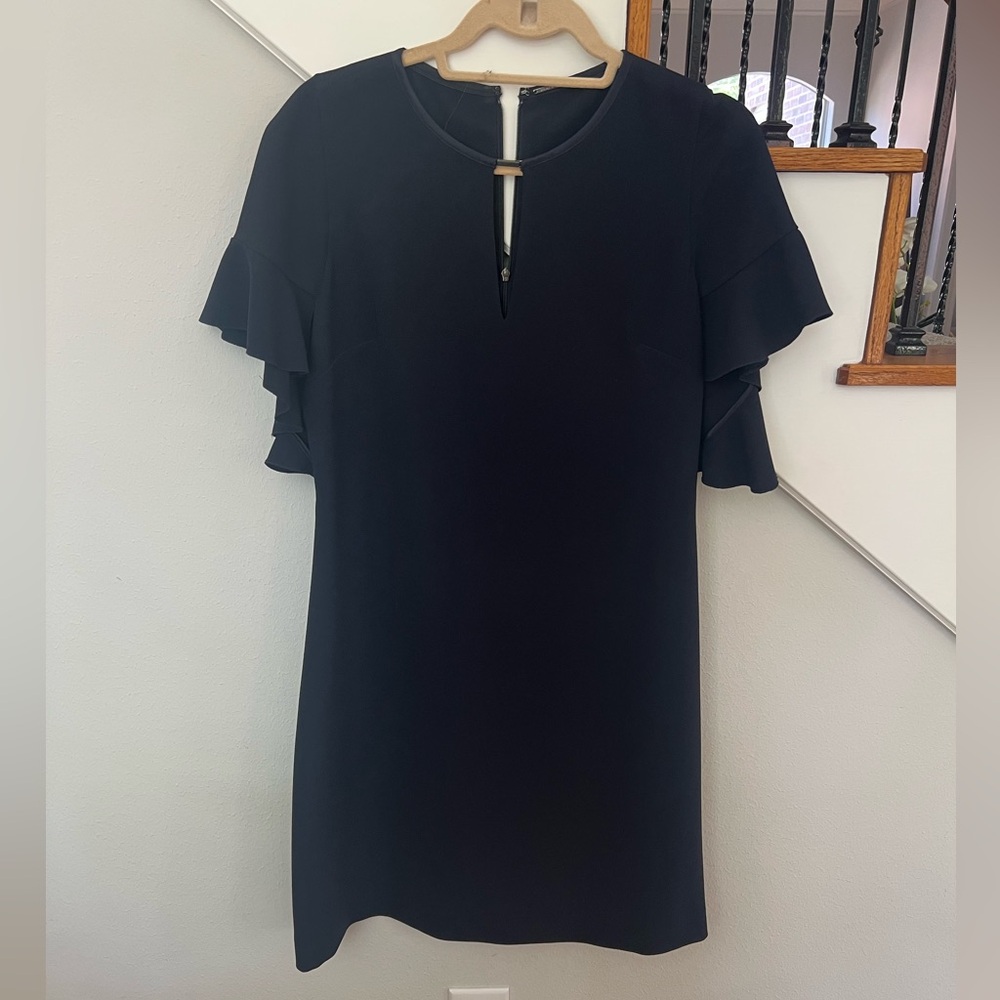 Elie Tahari Black Ruffle Sleeve Dress